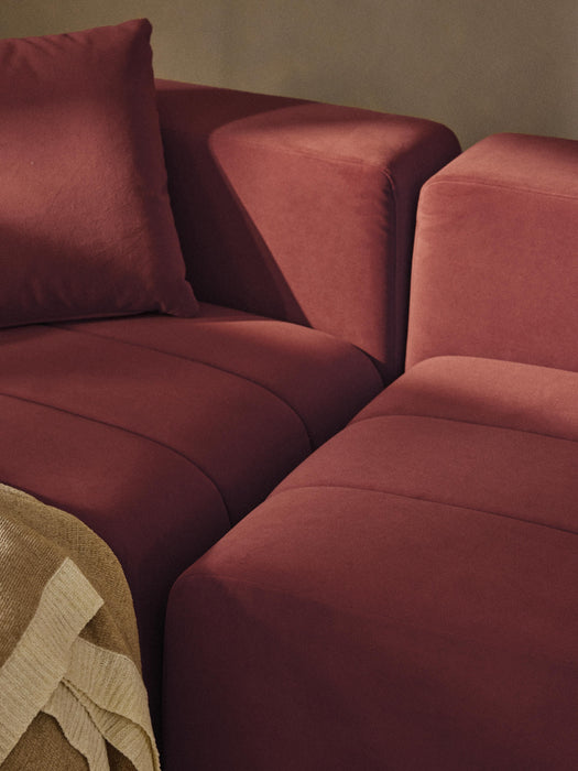 Modular Velvet Sofa Lena 2-seater with Ottoman leftright