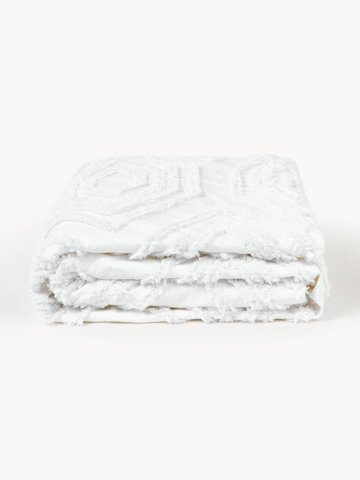 Faye Cotton Percale Bedspread with Tufted Geometric Pattern