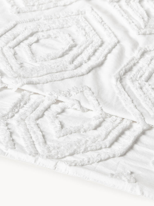 Faye Cotton Percale Bedspread with Tufted Geometric Pattern