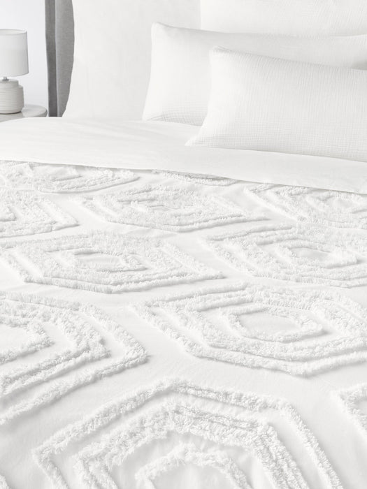 Faye Cotton Percale Bedspread with Tufted Geometric Pattern