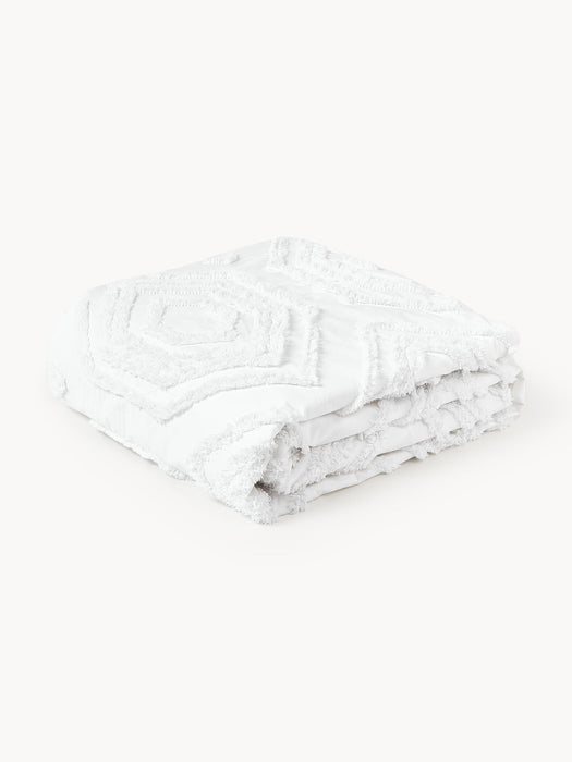 Faye Cotton Percale Bedspread with Tufted Geometric Pattern