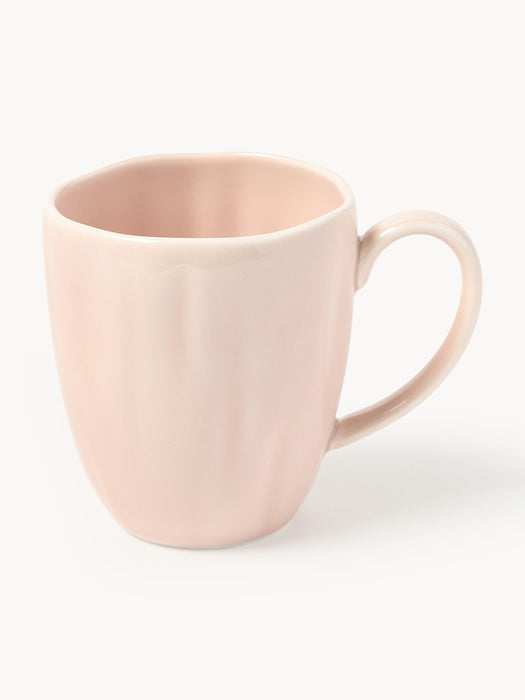 Porcelain Mugs Sali with Embossed Pattern Set of 4