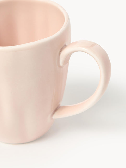 Porcelain Mugs Sali with Embossed Pattern Set of 4