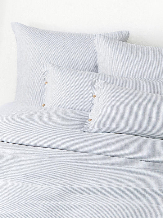 Rinna Washed Linen Duvet Cover with Fine Stripes