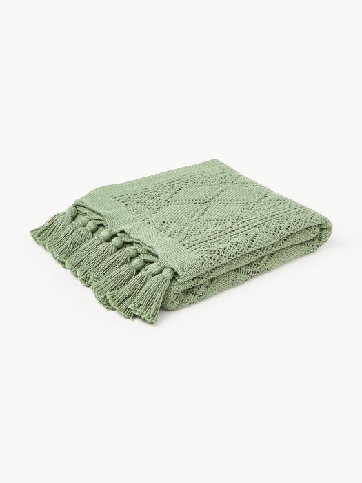Sarah Knitted Throw with Tassels