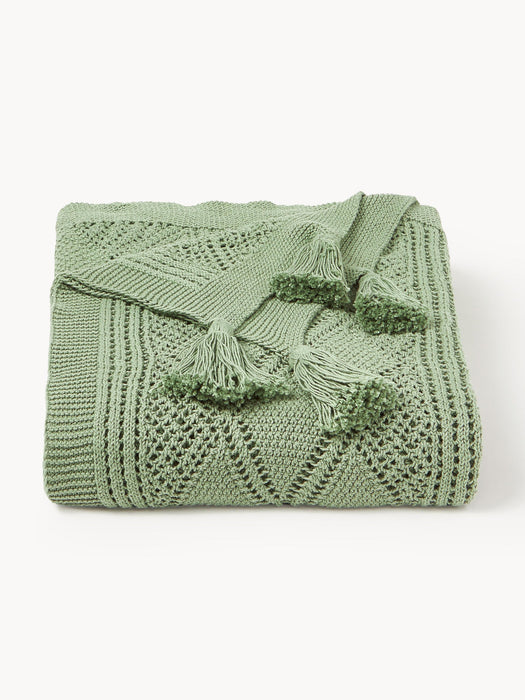 Sarah Knitted Throw with Tassels