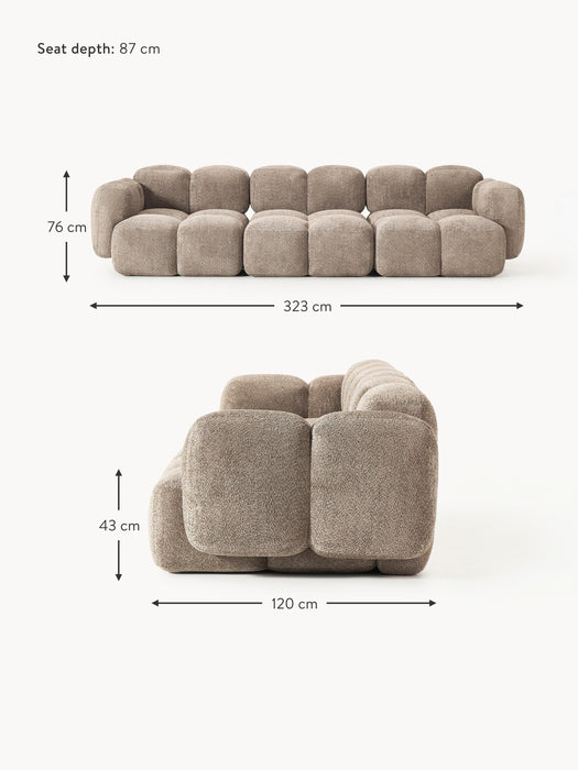 Modular Teddy-Boucl Sofa Tayla 4-seater