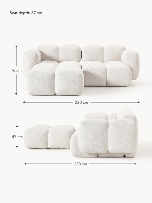 Boucl Modular Sofa Tayla 2-seater with Ottoman leftright