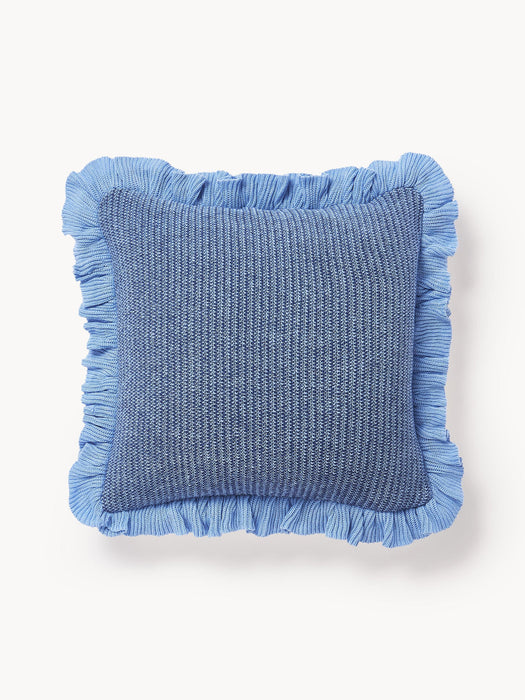 Pansy Knitted Cushion Cover with Ruffles