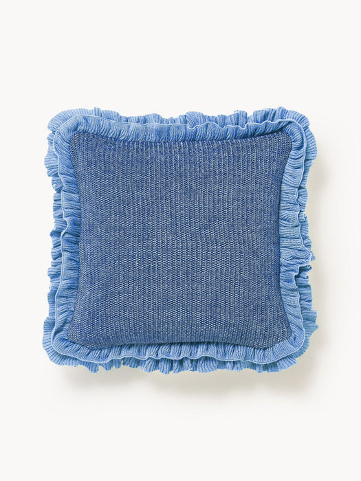 Pansy Knitted Cushion Cover with Ruffles