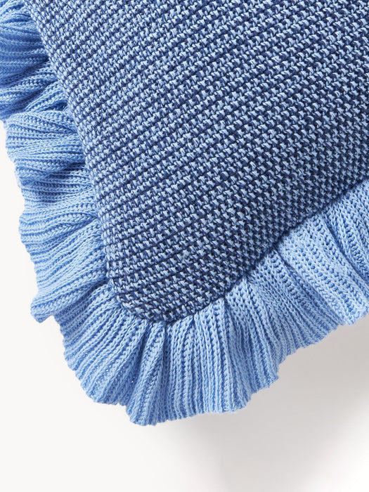 Pansy Knitted Cushion Cover with Ruffles