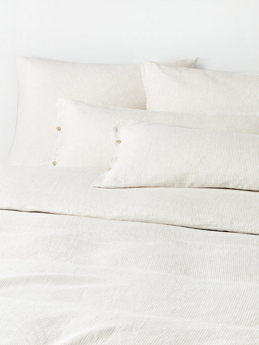 Rinna Washed Linen Duvet Cover with Fine Stripes