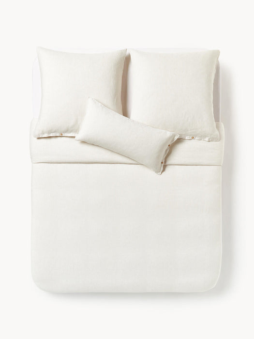 Rinna Washed Linen Duvet Cover with Fine Stripes