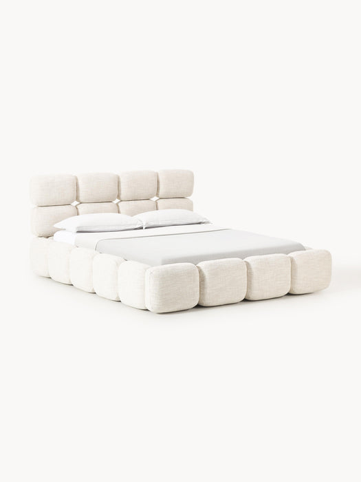 Upholstered Boucl Bed Tayla with Storage Space