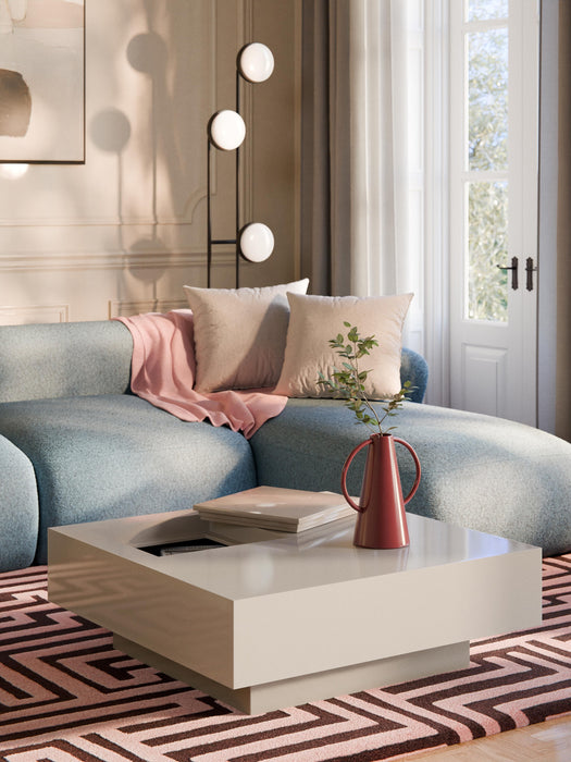 Square Coffee Table Alessa with Storage Space