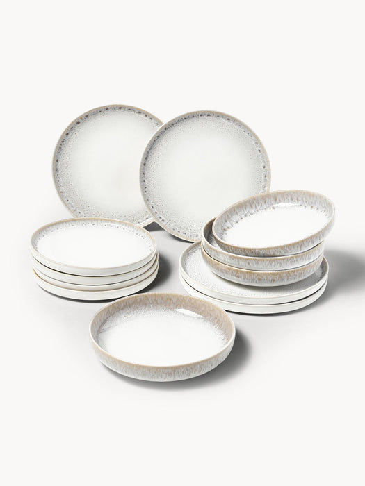 Danza Handmade Tableware Set with Reactive Glaze, 4 People, Set of 12