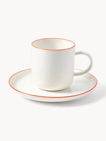 Facile Porcelain Coffee Cups with Saucers, Set of 2