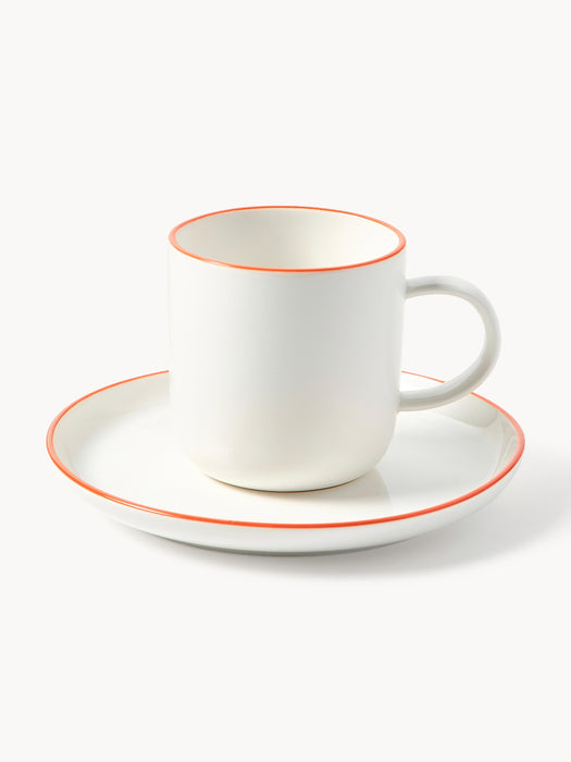 Porcelain Coffee Cups Facile with Saucers Set of 2
