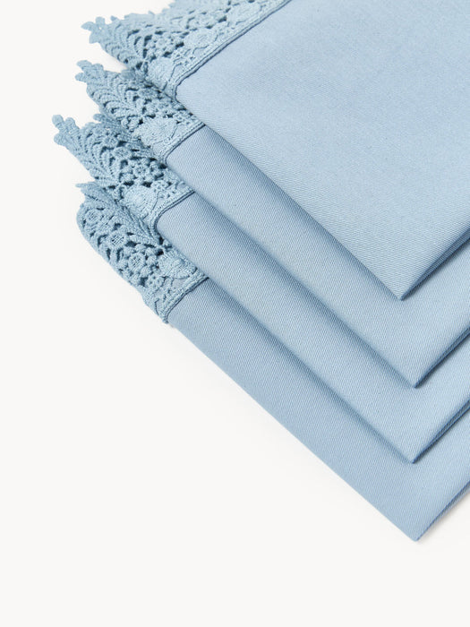 Cloth Napkins Flavia with Lace Trim, Set of 4