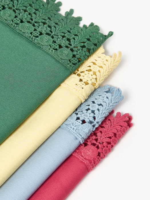 Cloth Napkins Flavia with Lace Trim, Set of 4