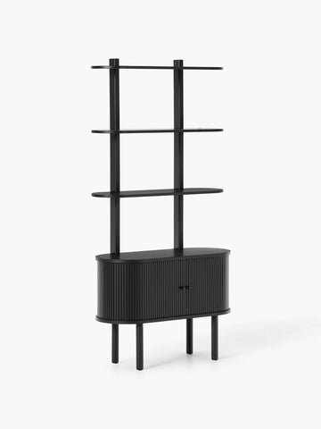 Calary Narrow Shelving Unit with Fluted Front