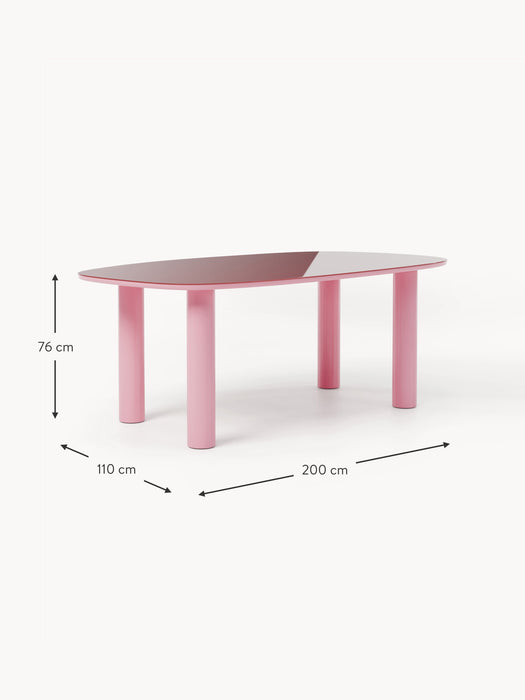 Organic Dining Table Beni with Glass Top 200x110 cm