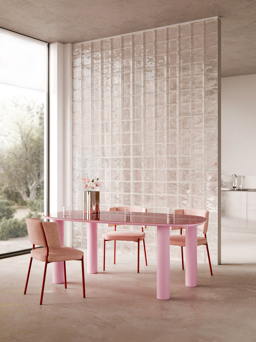 Beni Organic Dining Table with Glass Top, 200 x 110 cm