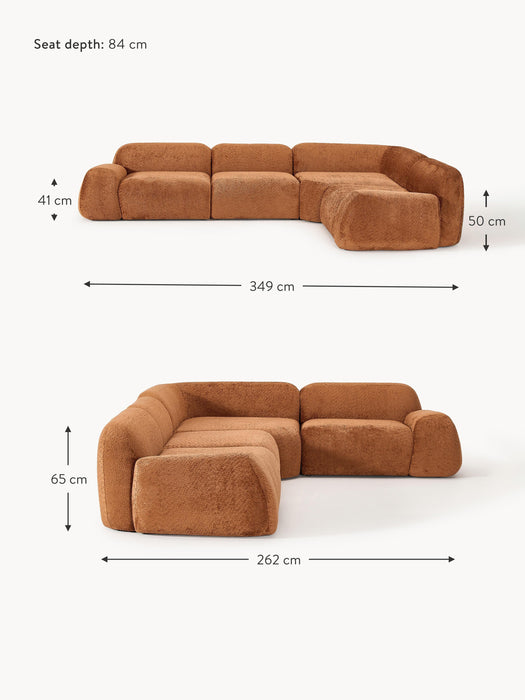 Modular Teddy Boucl Corner Sofa Wolke 4-seater