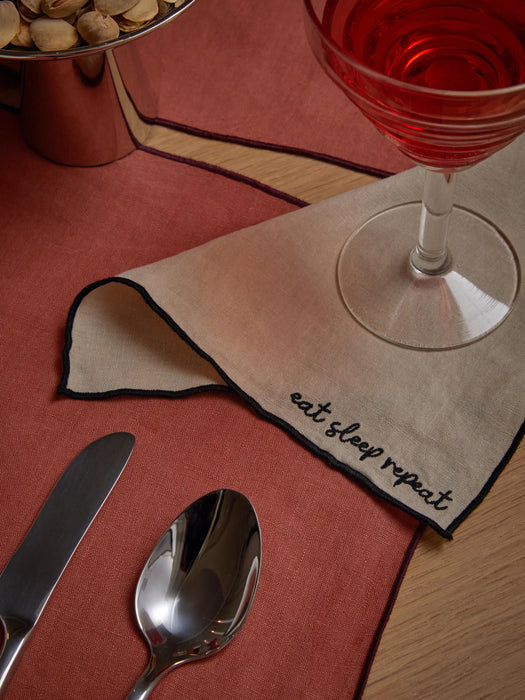 Embroidered Linen Cocktail Napkins Cosmo Set of 4