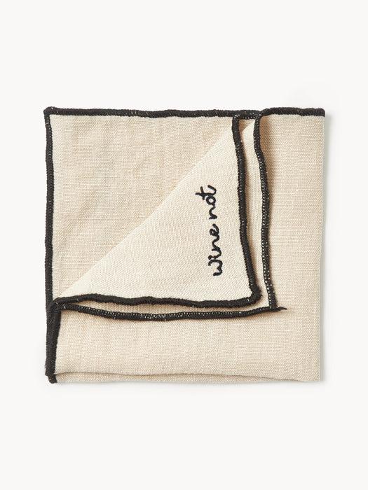 Embroidered Linen Cocktail Napkins Cosmo Set of 4
