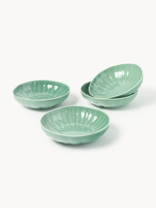 Porcelain Soup Plates Sali with Embossed Pattern Set of 4