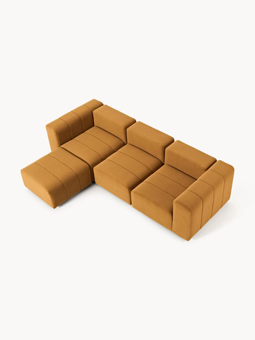 Modular Velvet Sofa Lena 4-seater with Ottoman leftright