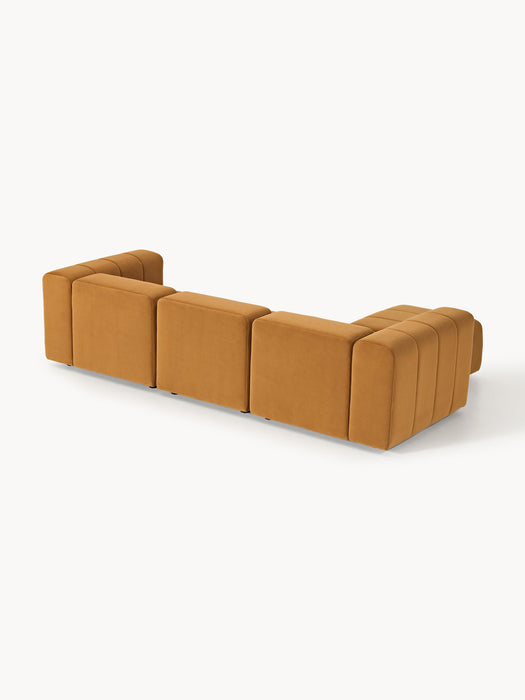 Modular Velvet Sofa Lena 4-seater with Ottoman leftright