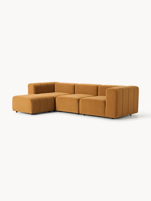Lena Modular Velvet Sofa (4-seater) with Ottoman (left/right)
