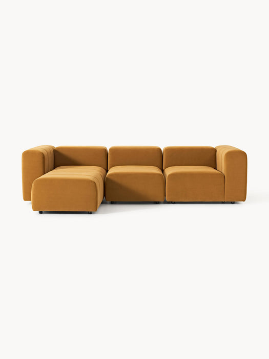 Lena Modular Velvet Sofa (4-seater) with Ottoman (left/right)