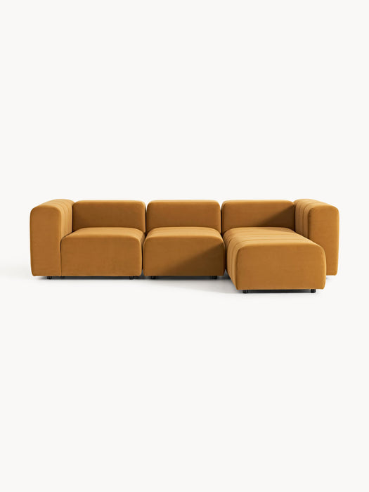 Modular Velvet Sofa Lena 4-seater with Ottoman leftright