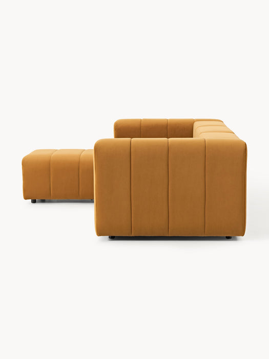 Modular Velvet Sofa Lena 4-seater with Ottoman leftright