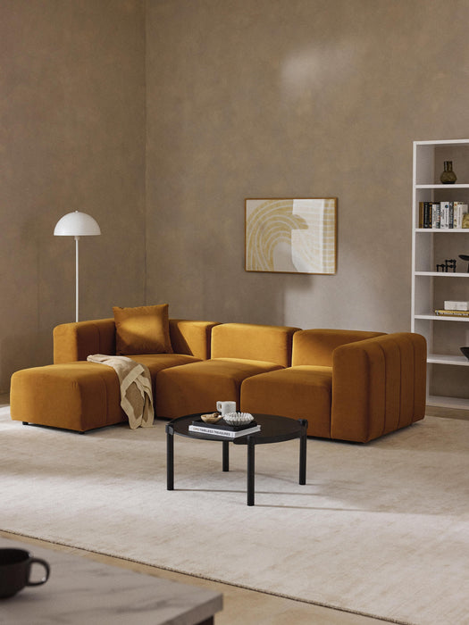 Modular Velvet Sofa Lena 4-seater with Ottoman leftright
