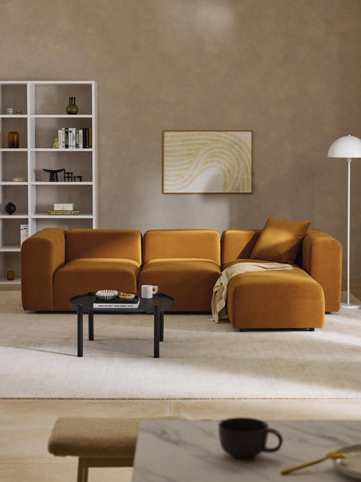 Modular Velvet Sofa Lena 4-seater with Ottoman leftright