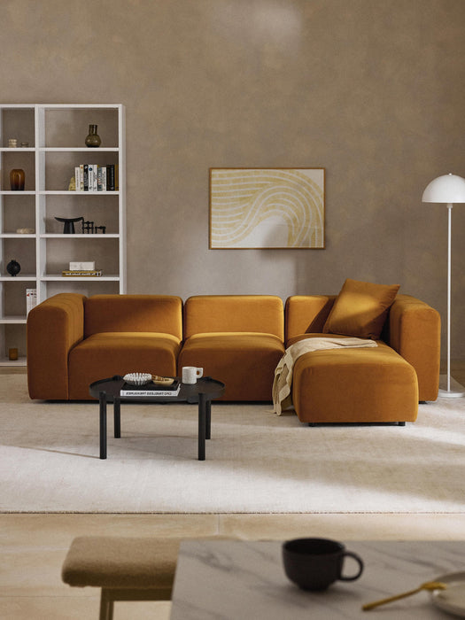 Lena Modular Velvet Sofa (4-seater) with Ottoman (left/right)
