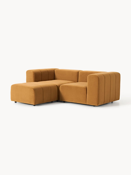 Modular Velvet Sofa Lena 2-seater with Ottoman leftright