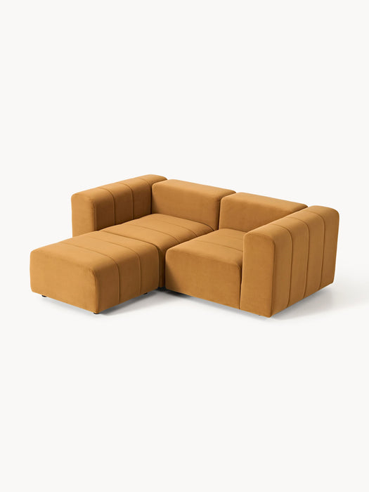 Modular Velvet Sofa Lena 2-seater with Ottoman leftright