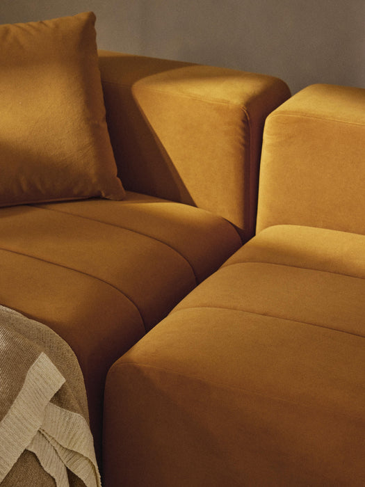 Modular Velvet Sofa Lena 2-seater with Ottoman leftright