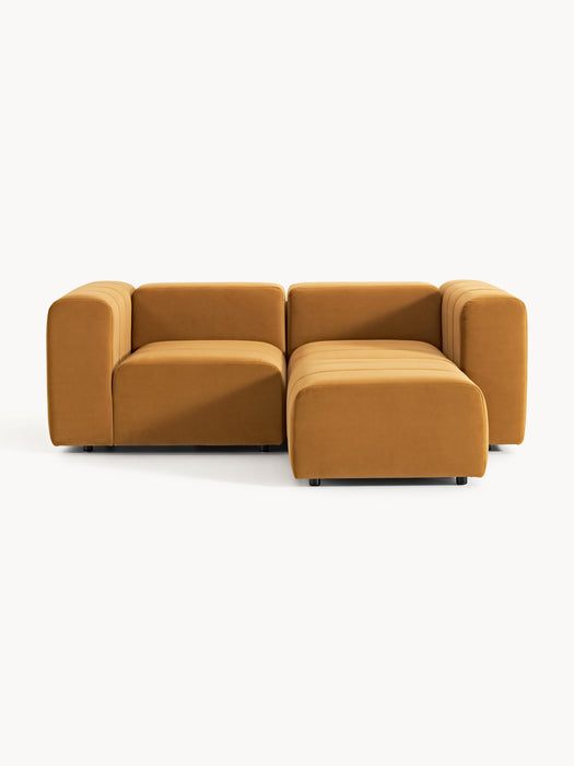 Modular Velvet Sofa Lena 2-seater with Ottoman leftright