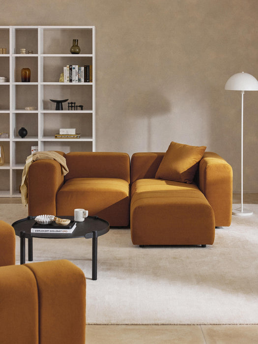 Modular Velvet Sofa Lena 2-seater with Ottoman leftright
