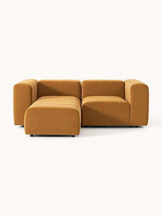 Modular Velvet Sofa Lena 2-seater with Ottoman leftright