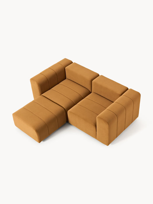 Modular Velvet Sofa Lena 2-seater with Ottoman leftright