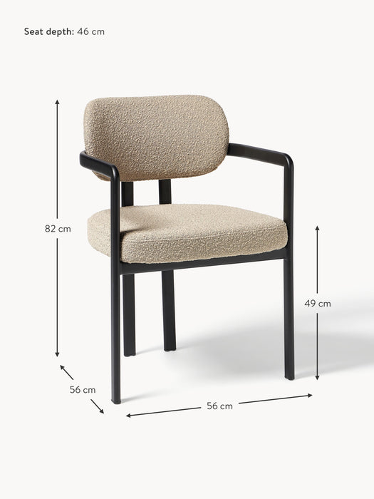 Upholstered Boucl Dining Chair Adrien with Armrests