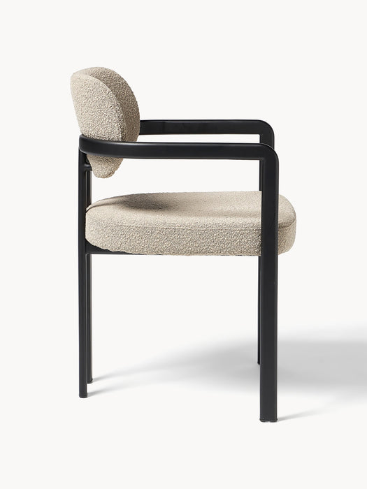 Upholstered Boucl Dining Chair Adrien with Armrests