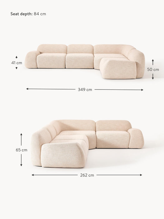 Modular Boucl Corner Sofa Wolke 4-seater